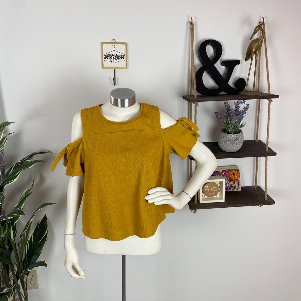 Madewell Mustard Skylark Cold Shoulder Top